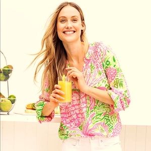 Lilly Pulitzer Elsa silk top in Home Slice